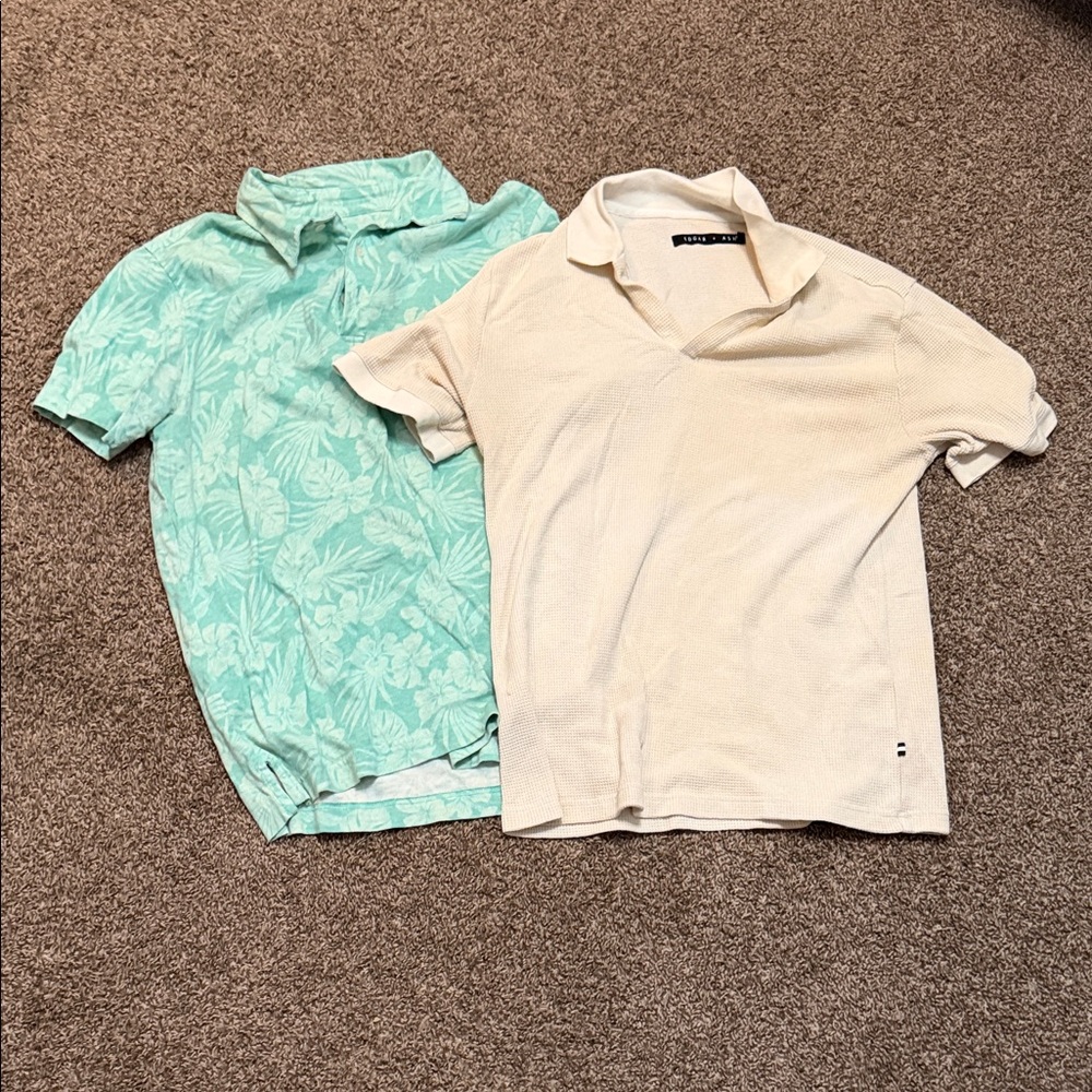 Men’s Tropical Print and Cream Polo Shirts